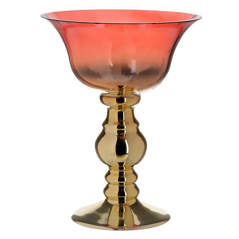 Vas decorativ sticla, red-gold, 26 x 31 cm