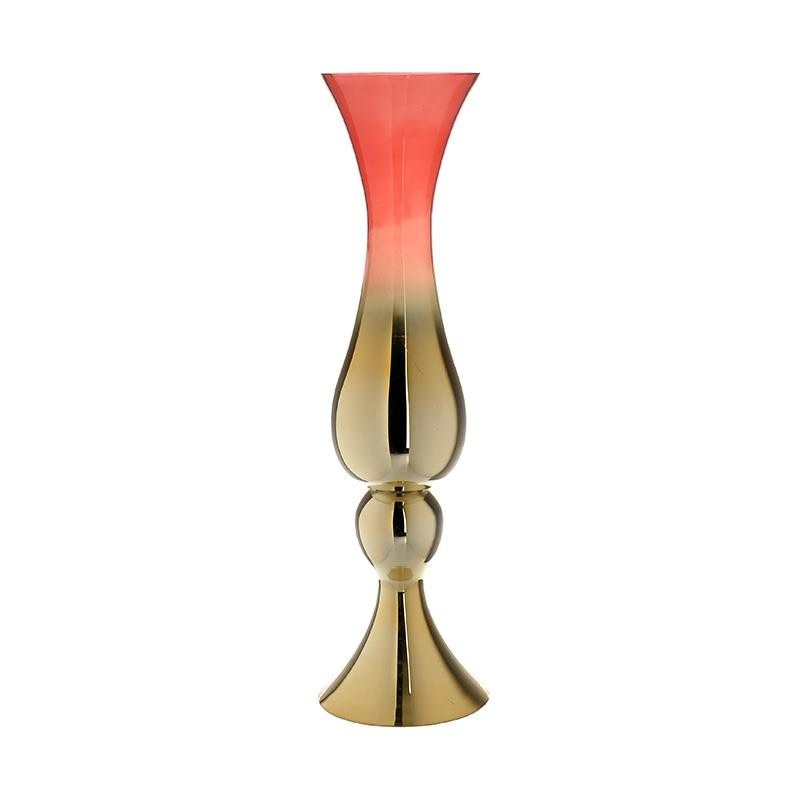 Vaza sticla red/golden