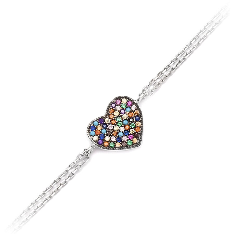 Bratara Argint Curcubeu Heart, zirconii multicolore, Muranos