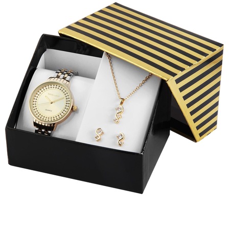 Set Cadou Excellanc Ceas Dama Cu O Pereche De Cercei Si Lantisor Cu Pandantiv Bicolor Set95 Emag Ro