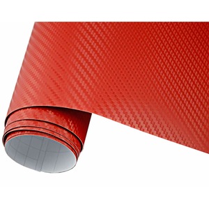 Rola Folie Carbon Auto 3D, dimensiune 1x1,27m, culoare rosu