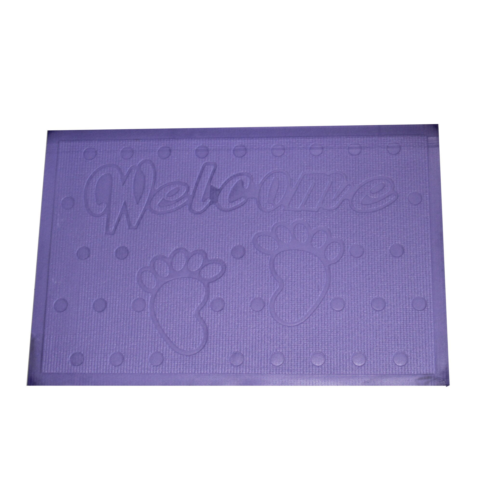 Covoras intrare , antiderapant, 60x40cm, poliester, model welcome ,culoare mov lila