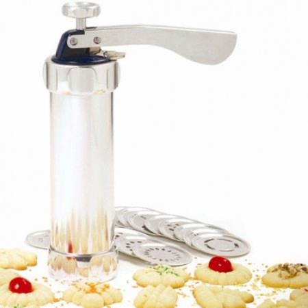 Aparat pentru Biscuiti si Fursecuri Grunberg, 20 de Forme, 4 Duze, Sigur si Rezistent, Usor de Folosit, Argintiu