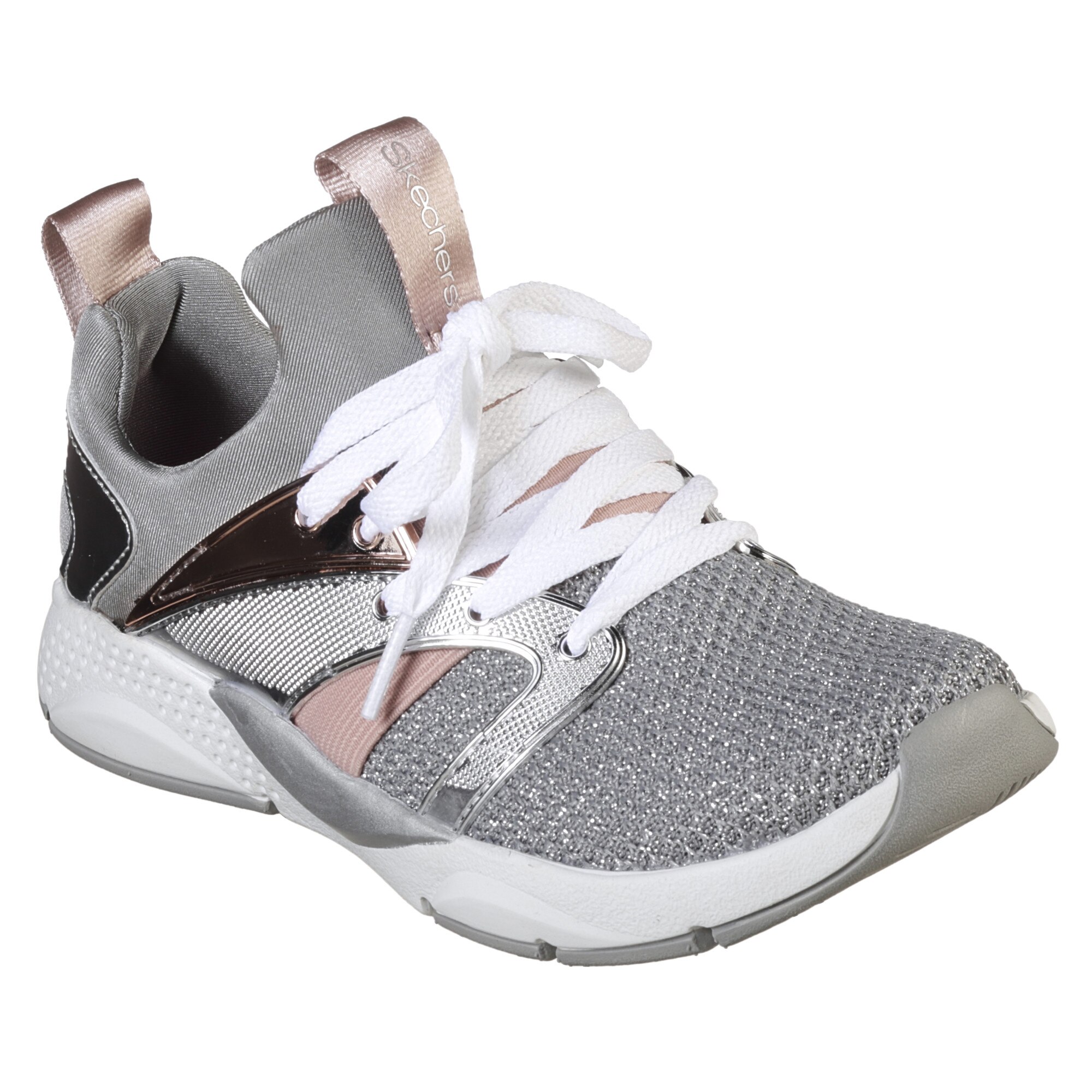 Sneakers fete, Skechers, shine status, Argintiu