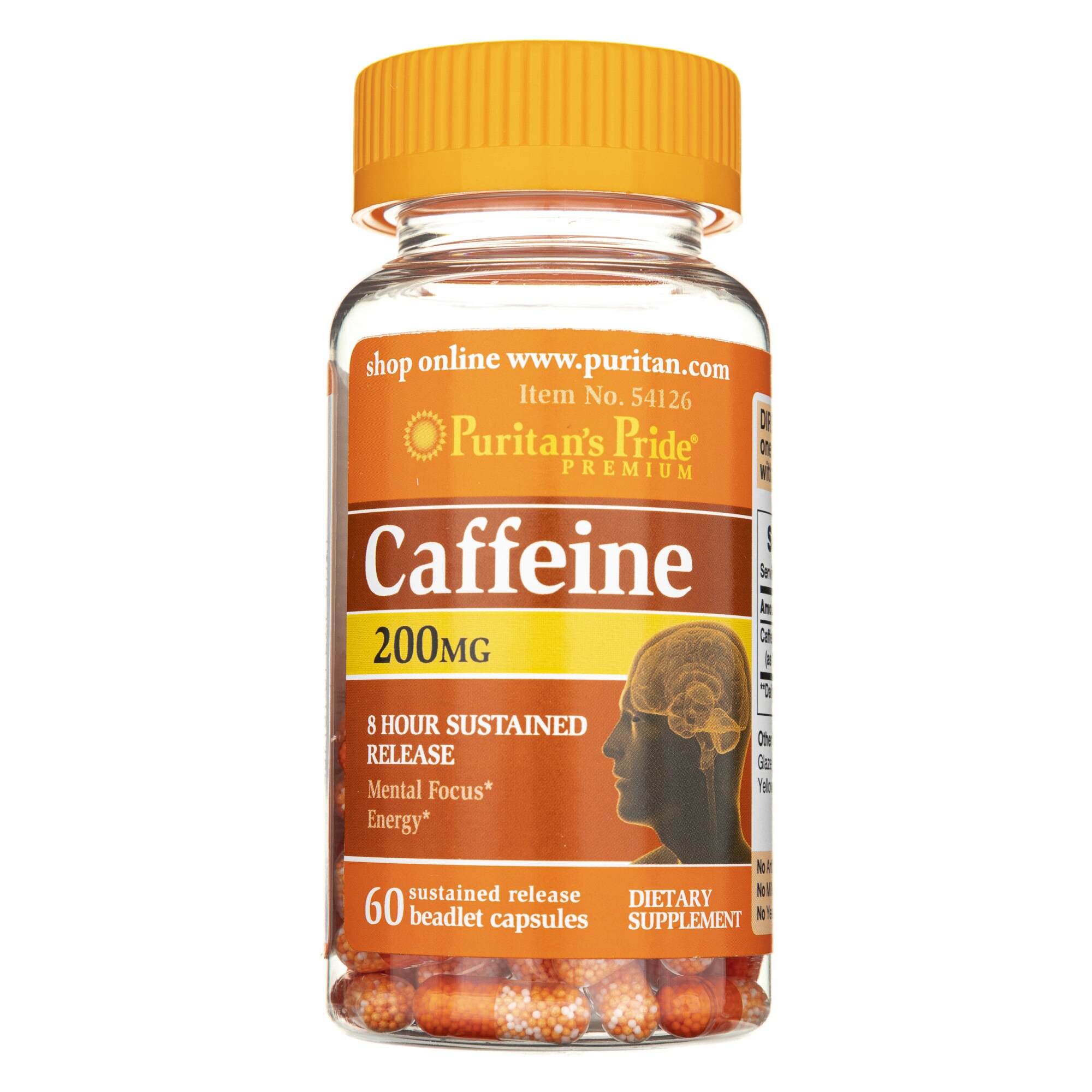 Suplimente nutritive Puritan's Pride Caffeine 200 mg, 60 capsule
