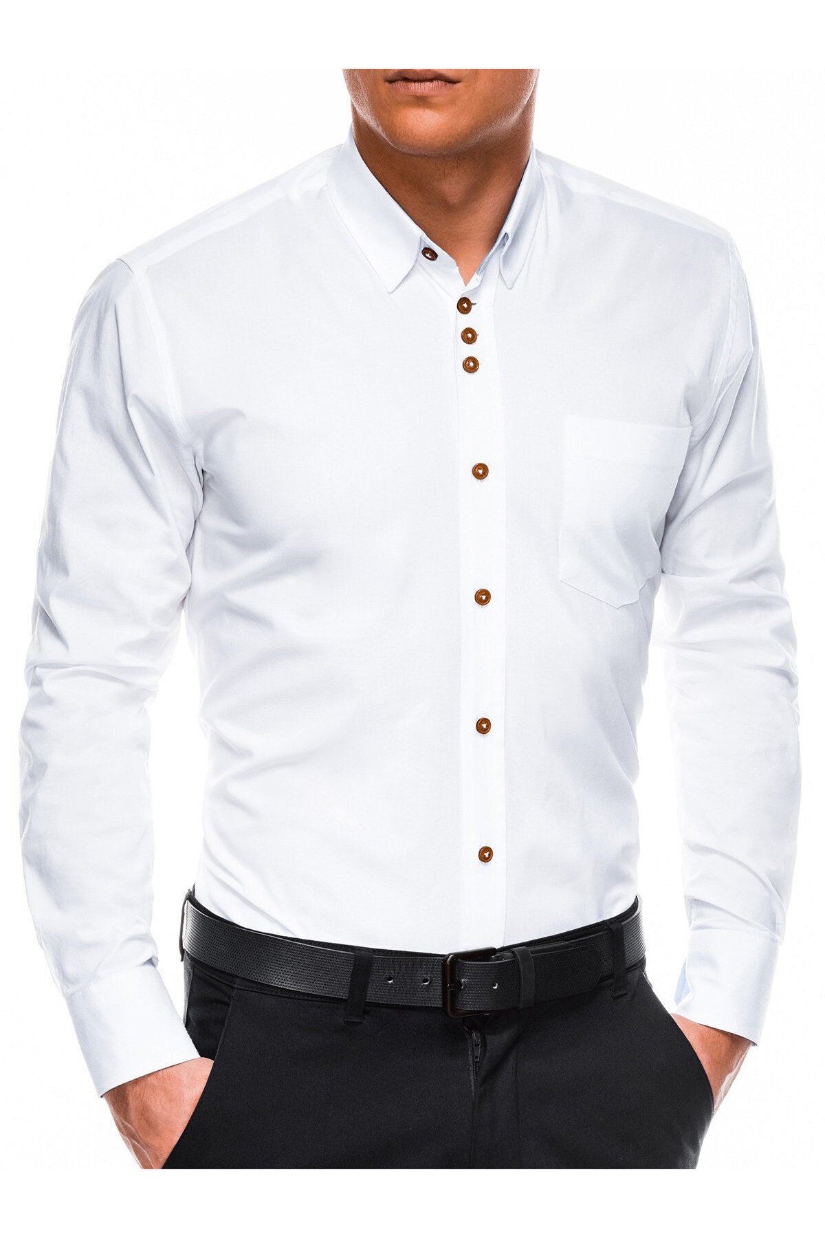 Camasa slim fit barbati K302 - alb, Alb, 42