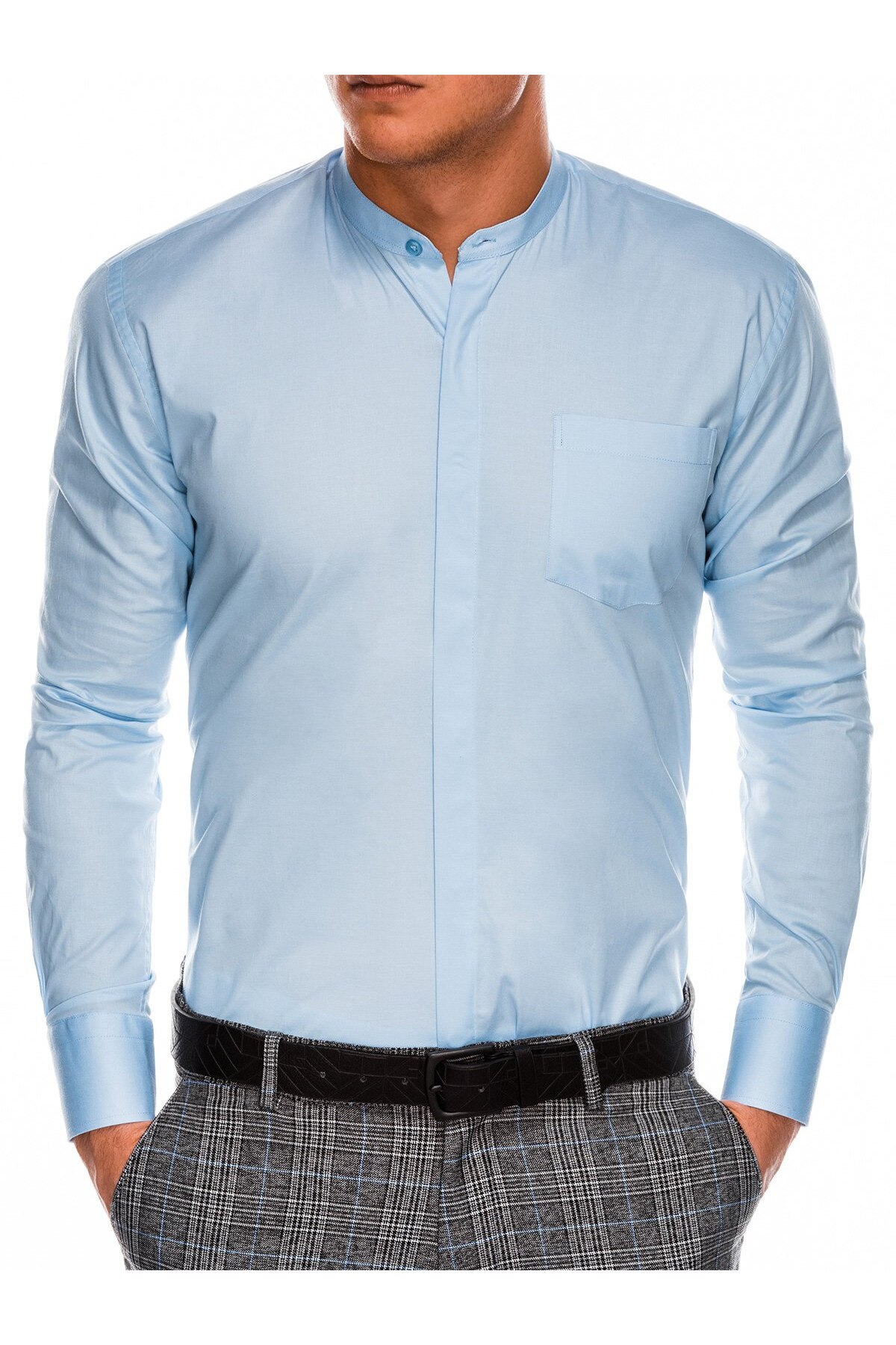 Camasa slim fit barbati K307 - albastru-deschis, Albastru, 46