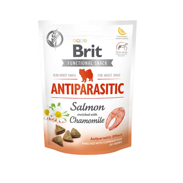 Hrana uscata pentru caini, Brit Care Dog Snack Antiparasitic cu somon, 6 x 150gr
