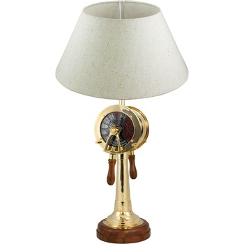 Lampa Sea Club, model cu telegraf din alama, abajur de iuta, H 59cm Lampa Sea Club, model cu telegraf din alama, abajur de iuta, H 59cm