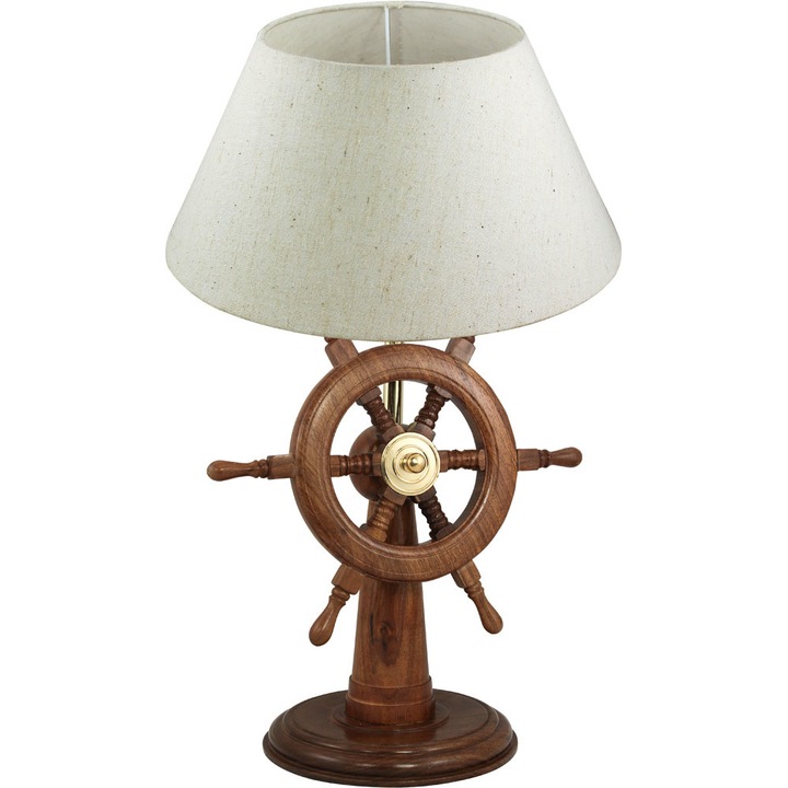 Lampa Sea Club,model cu timona din lemn,abajur de iuta, H 55cm