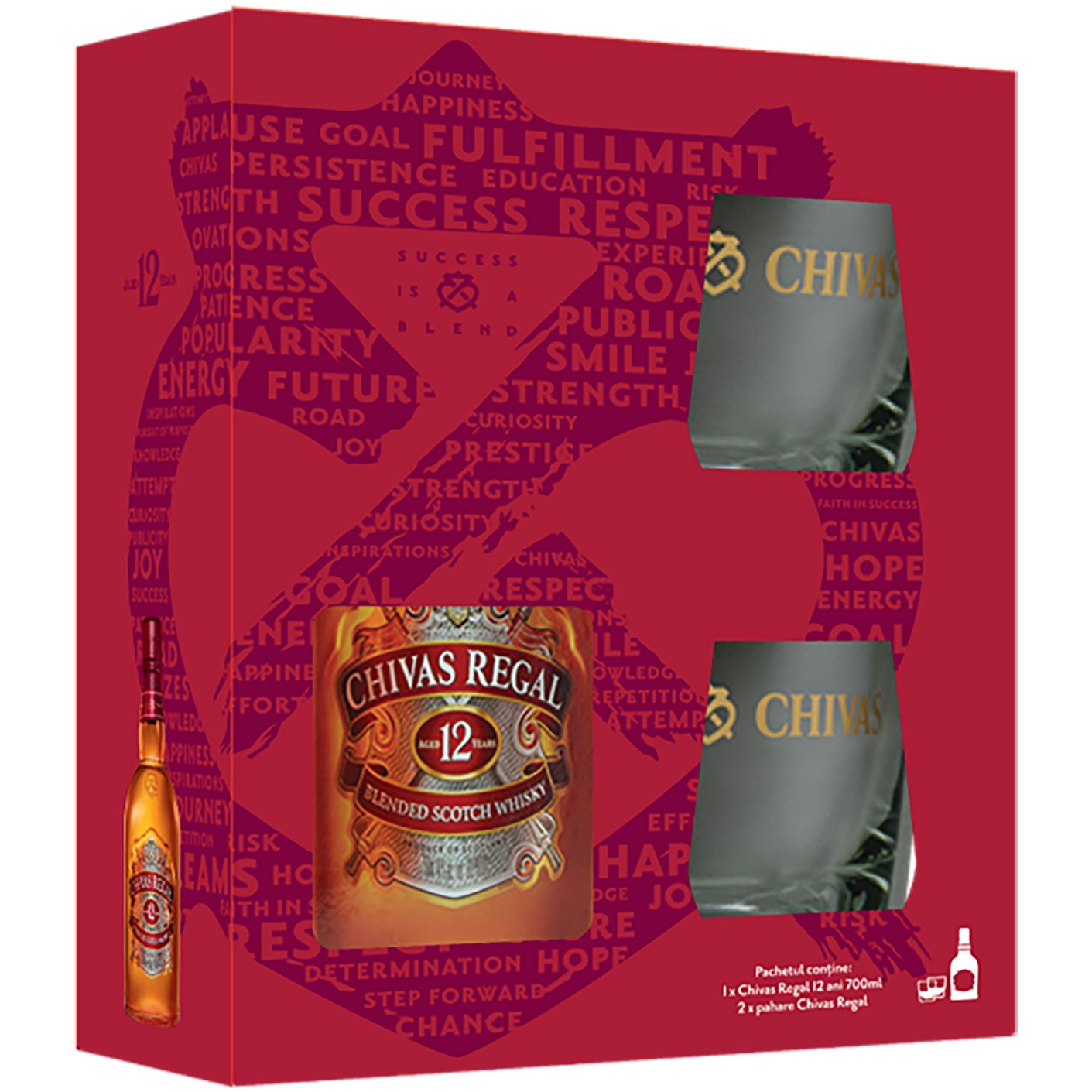 Whisky Chivas Regal 12YO, Blended 40%, 0.7l +2 Pahare