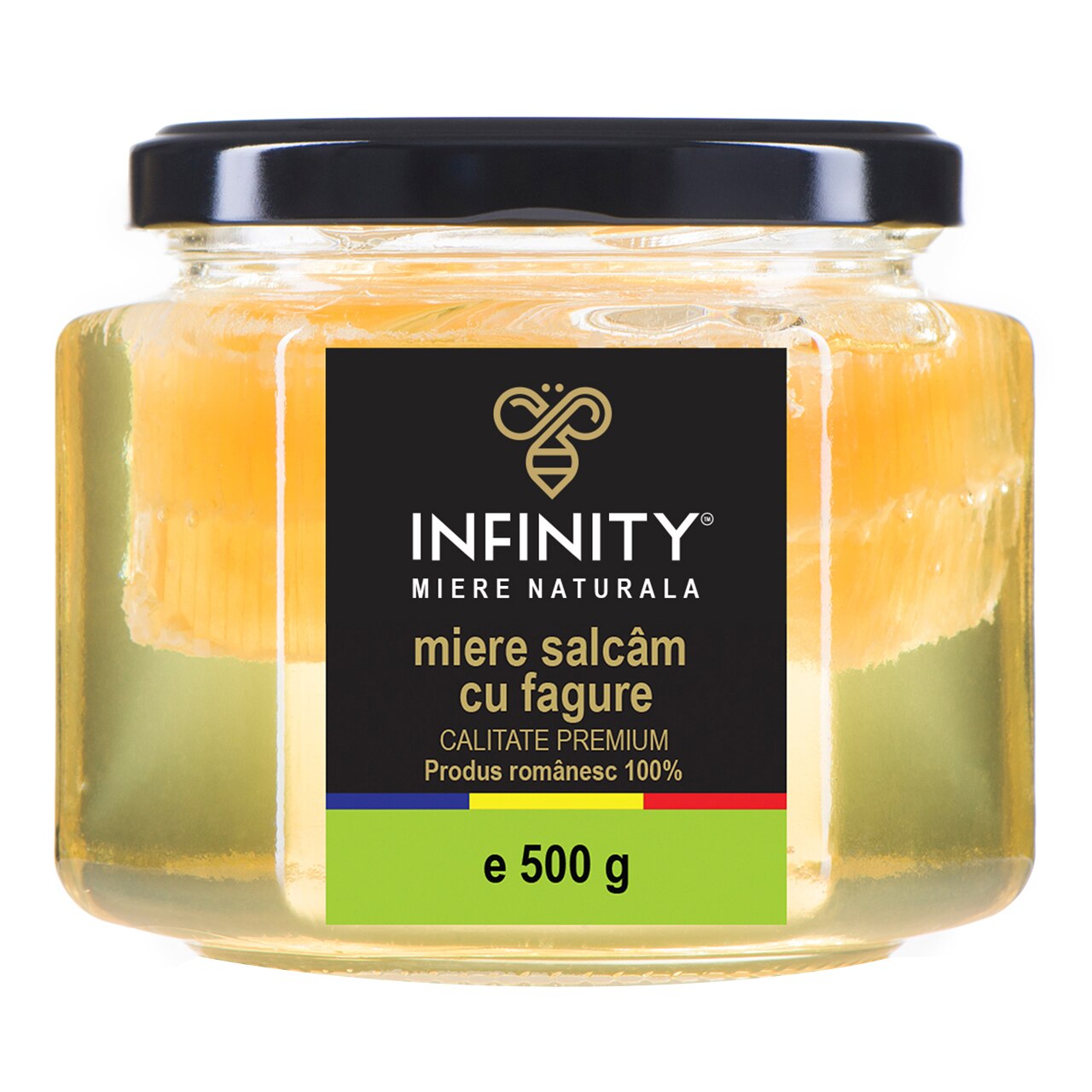 Miere de salcam cu fagure 500g, Infinity Miere Naturala