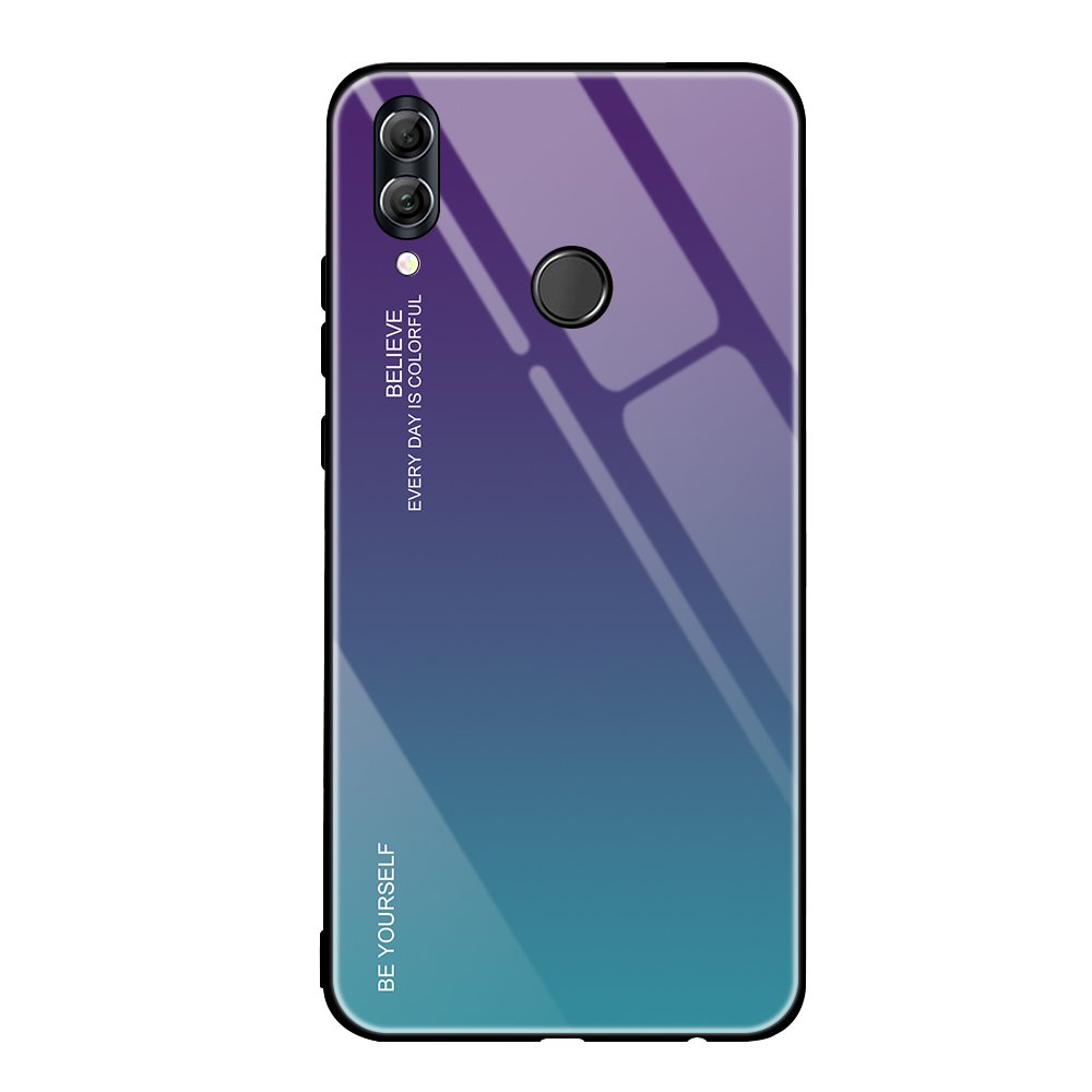 Husa Gradient Glass Durable, Compatibila cu Huawei P Smart 2019, Verde/Violet