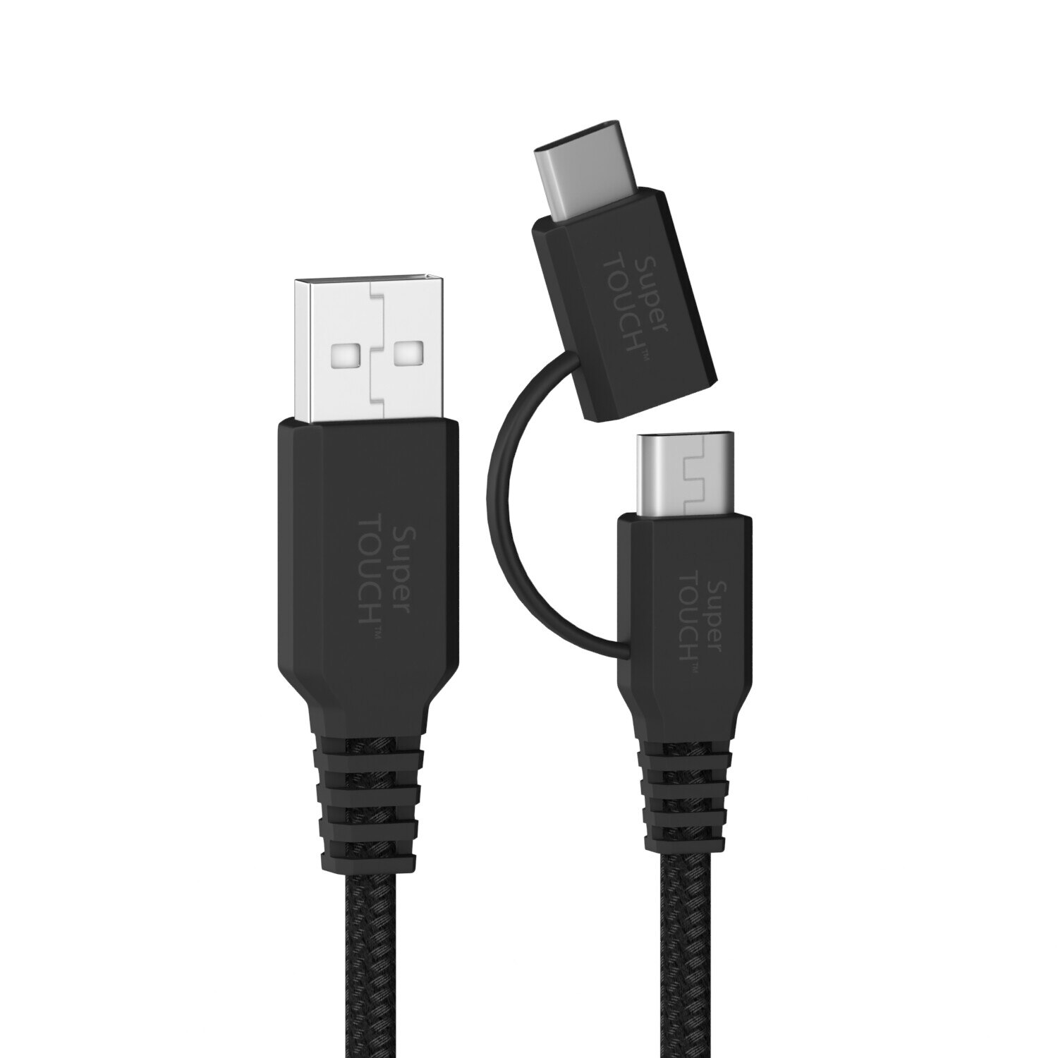 Cablu Super TOUCH Type-C & Micro USB , negru