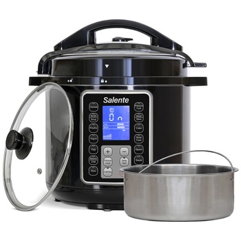 MultiCooker Salente Cuco, 1000 W, 6 l, Gatire sub presiune, Control digital, 30 programe, 11 moduri de gatire, Timer, Fierberea felului principal simultan cu garnitura, GS certification MultiCooker Salente Cuco, 1000 W, 6 l, Gatire sub presiune, Control digital, 30 programe, 11 moduri de gatire, Timer, Fierberea felului principal simultan cu garnitura, GS certification