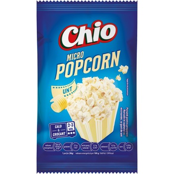 Popcorn cu unt Chio, pentru microunde, 80g Popcorn cu unt Chio, pentru microunde, 80g