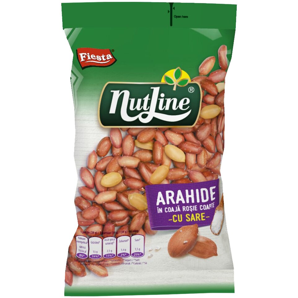 Arahide in coaja rosie coapte cu sare Nutline, 300g