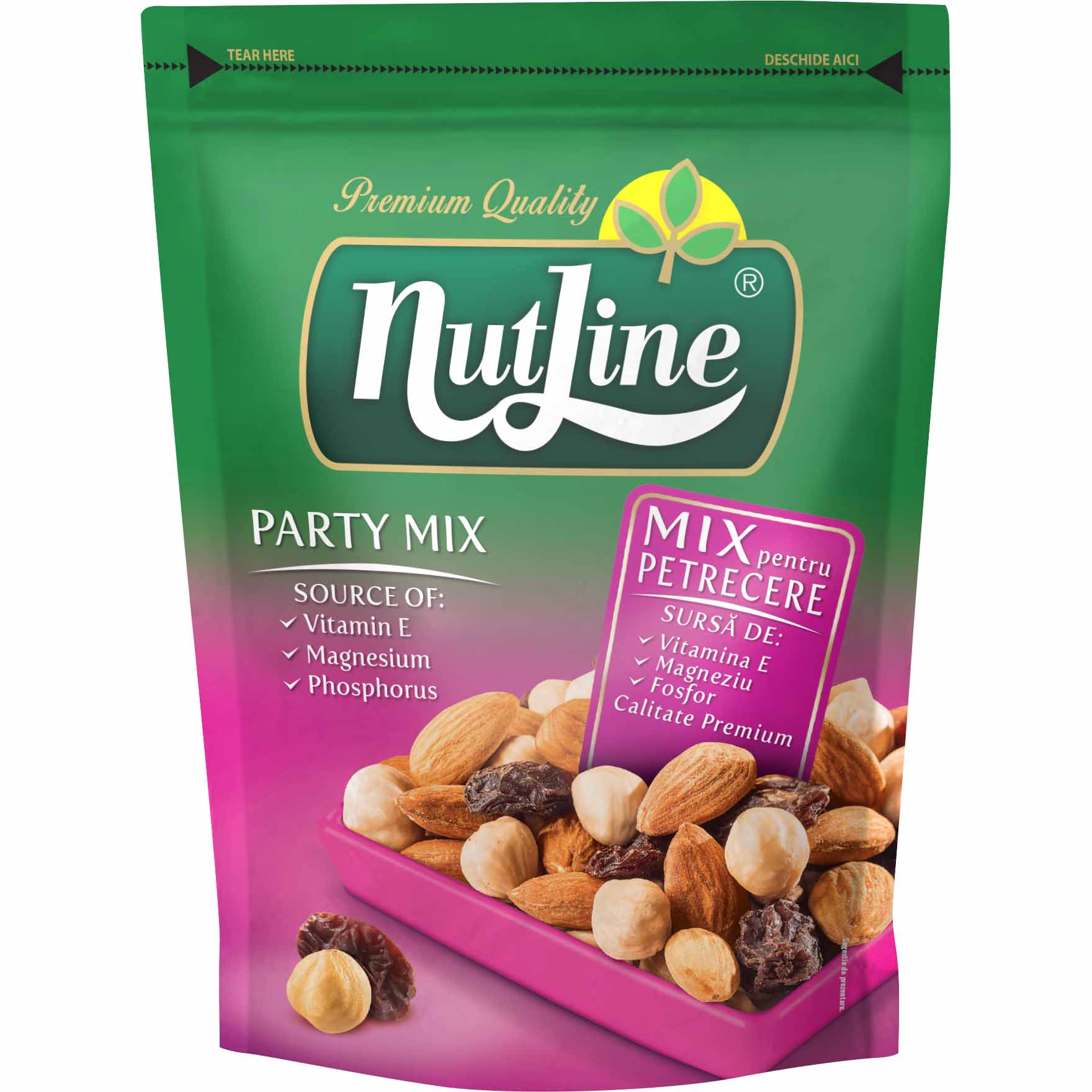 Mix de stafide, alune de padure si migdale Nutline Party Mix, 150g