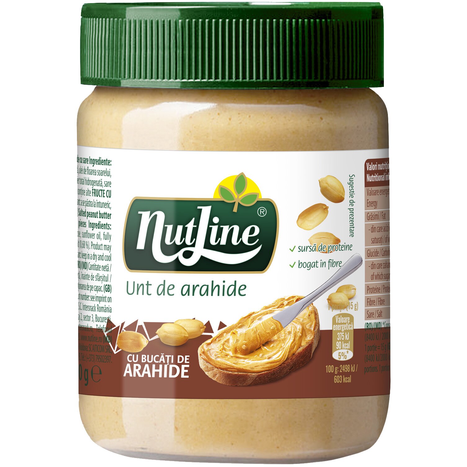 Unt de arahide crocant Nutline, 350g
