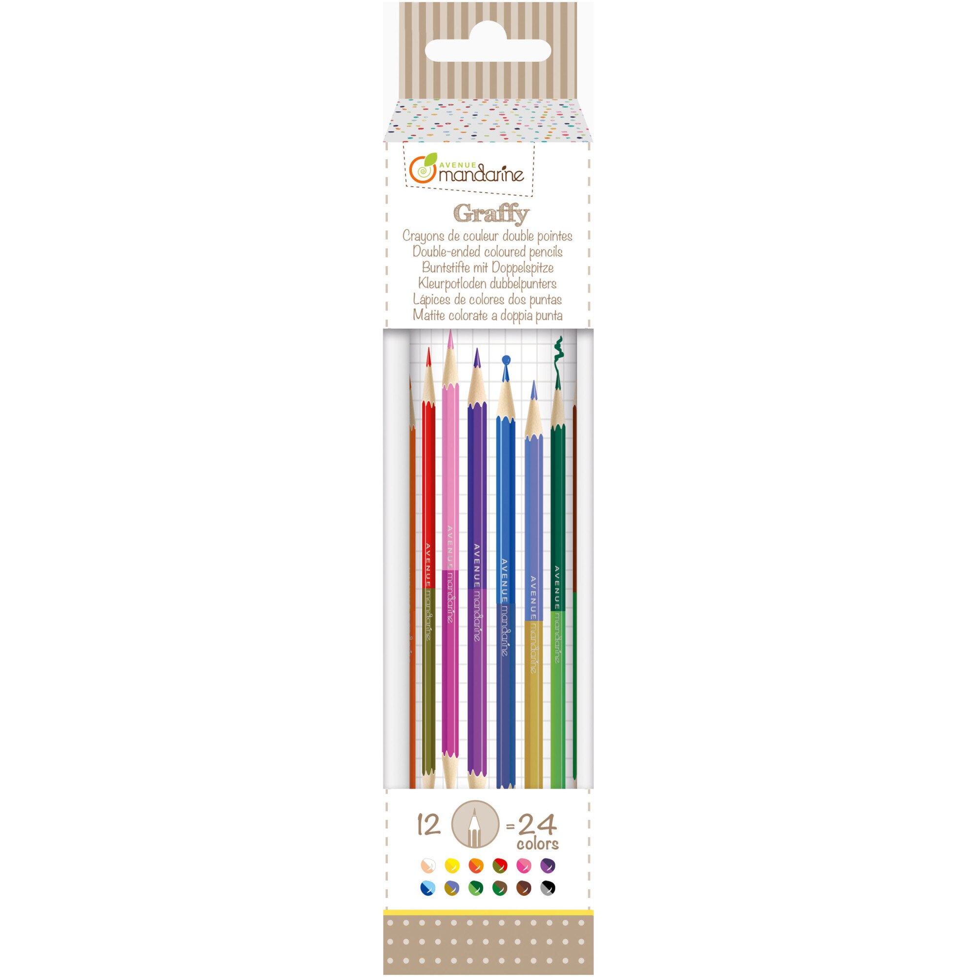 Set de 12 creioane Avenue Mandarine colorate cu capat dublu