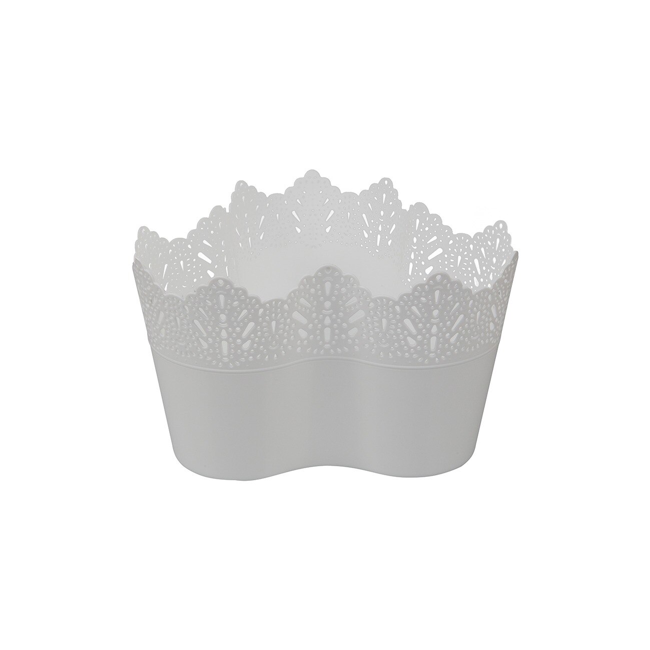 Ghiveci triplu, Koronka, dantelat, alb