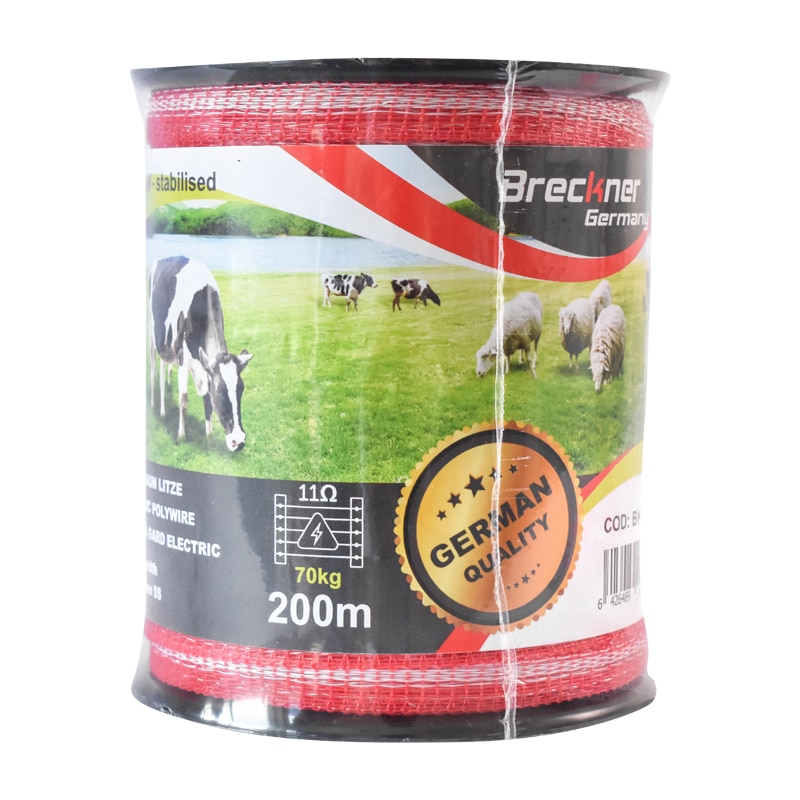 Rola banda rosu-alb fi10mm. 3x0.16mm. SS, 11 Ohm 200M gard electric Breckner Germany