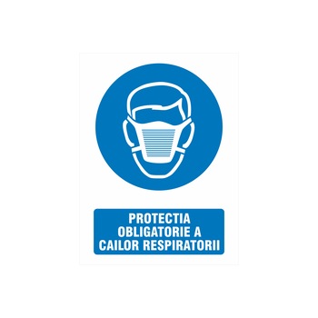 Indicator - Protectia obligatorie a cailor respiratorii 15x20 cm, PVC rigid Indicator - Protectia obligatorie a cailor respiratorii 15x20 cm, PVC rigid