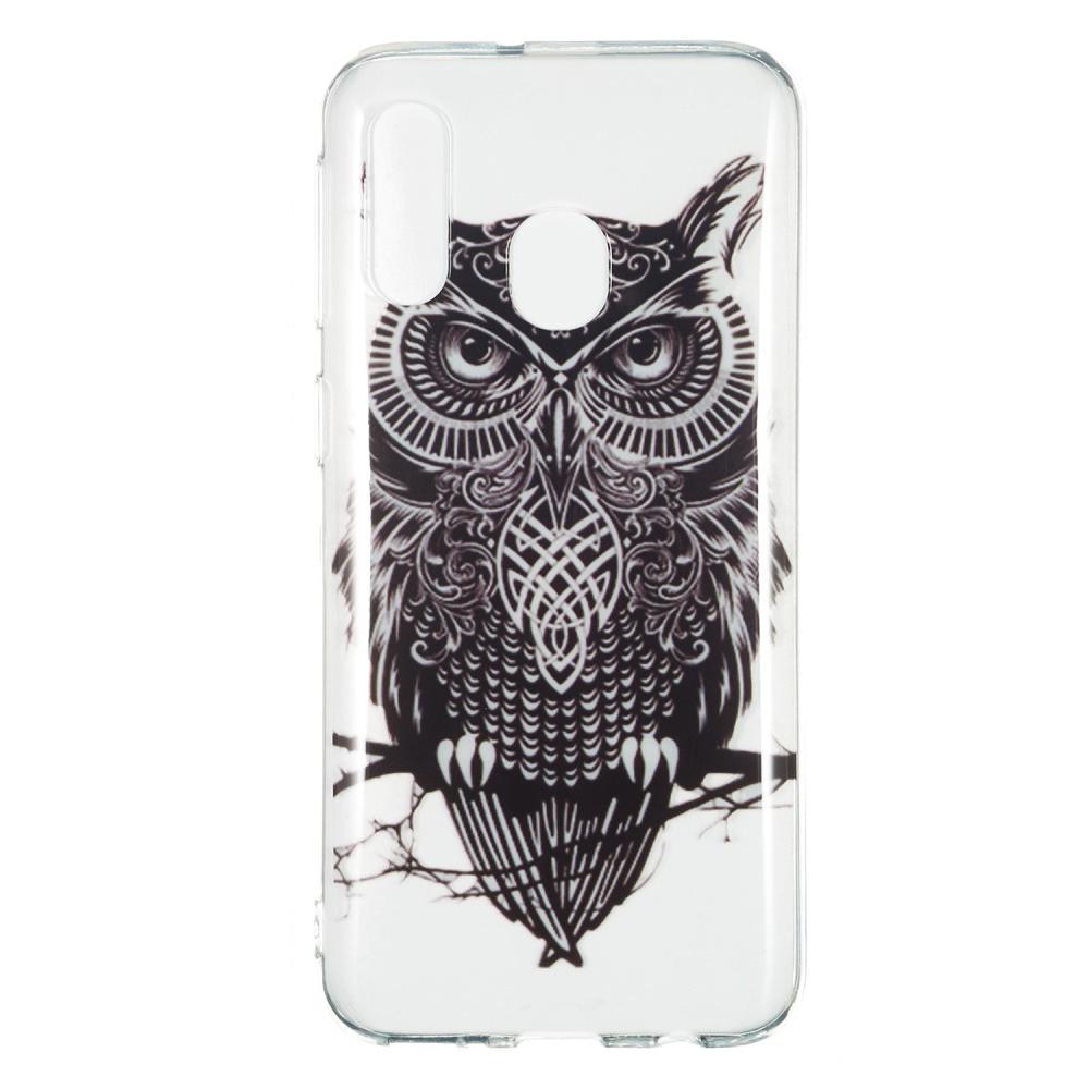 Husa Samsung Galaxy A40 model Black Owl, Silicon, TPU Alb/Negru