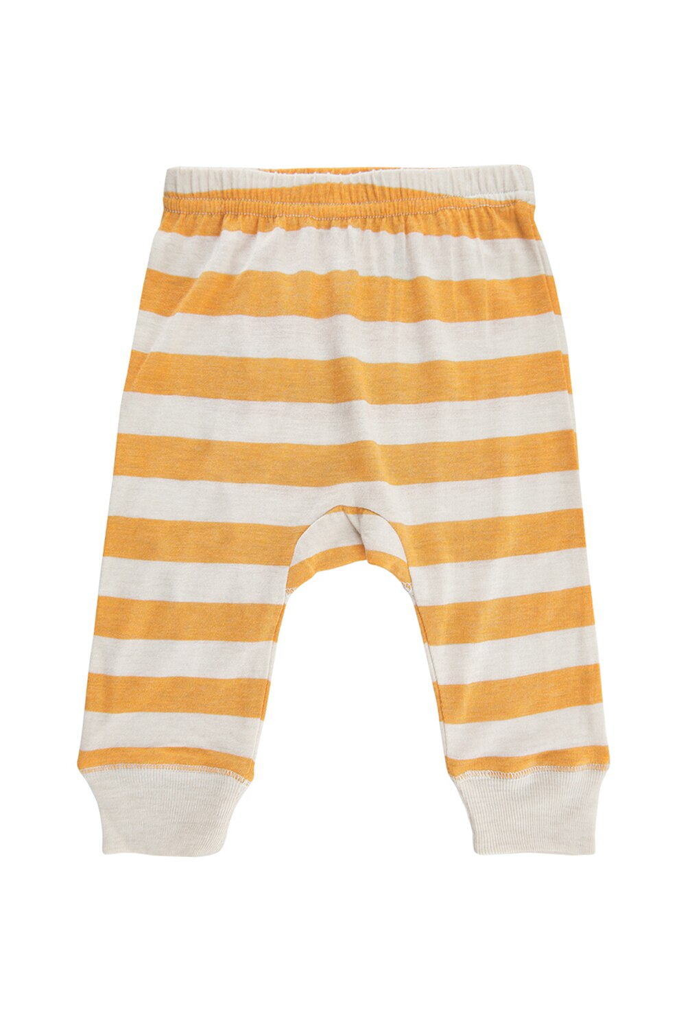 CeLaVi, Pantaloni din amestec de bambus, cu model in dungi, Galben sofran/Alb prafuit