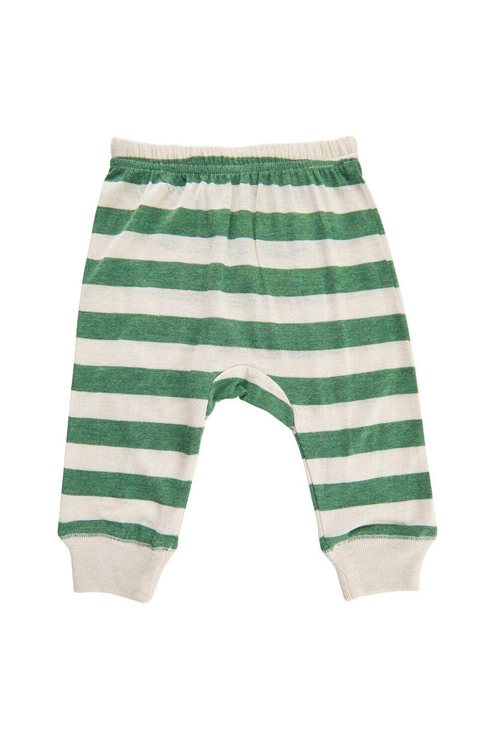 CeLaVi, Pantaloni din amestec de bambus, cu model in dungi, Verde/Alb prafuit