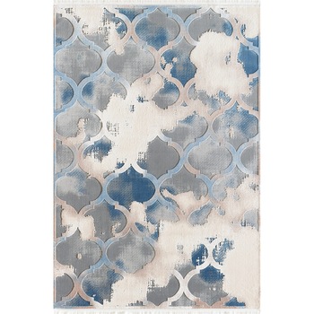 Covor Girit Pierre Cardin, antistatic, acrilic, 80x150 cm, albastru/crem, GR03C Covor Girit Pierre Cardin, antistatic, acrilic, 80x150 cm, albastru/crem, GR03C