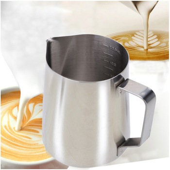 Cana din inox cu gradatie, Anself, 350ml, cana de lapte sau cappucino, cu cioc, cana pentru bar, cana barista Cana din inox cu gradatie, Anself, 350ml, cana de lapte sau cappucino, cu cioc, cana pentru bar, cana barista