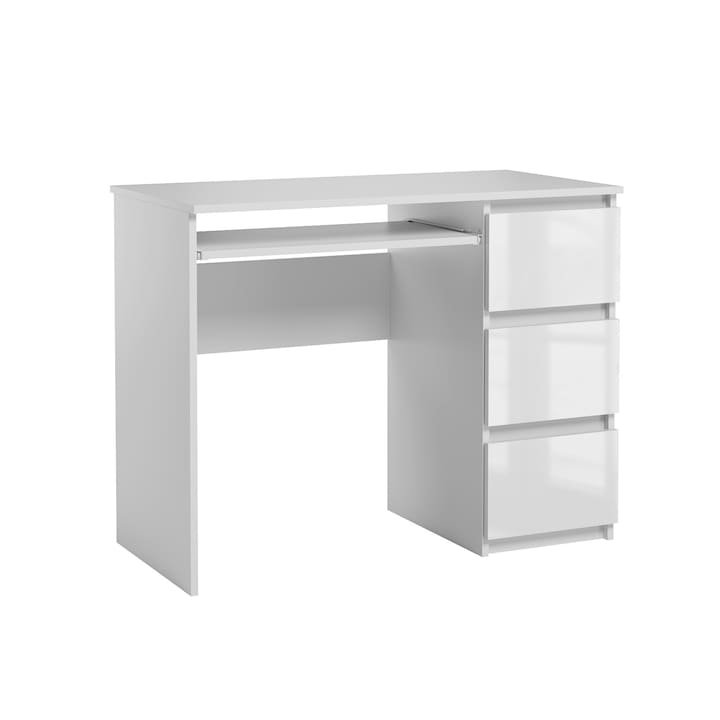 Heini Modern íróasztal - fényes fehér , 3 fiókos