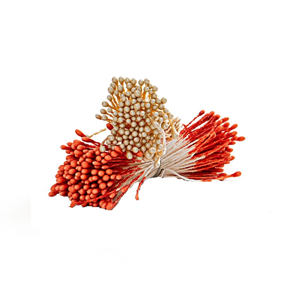 Set 288 buc, pistil cu perle portocaliu si alb Decora