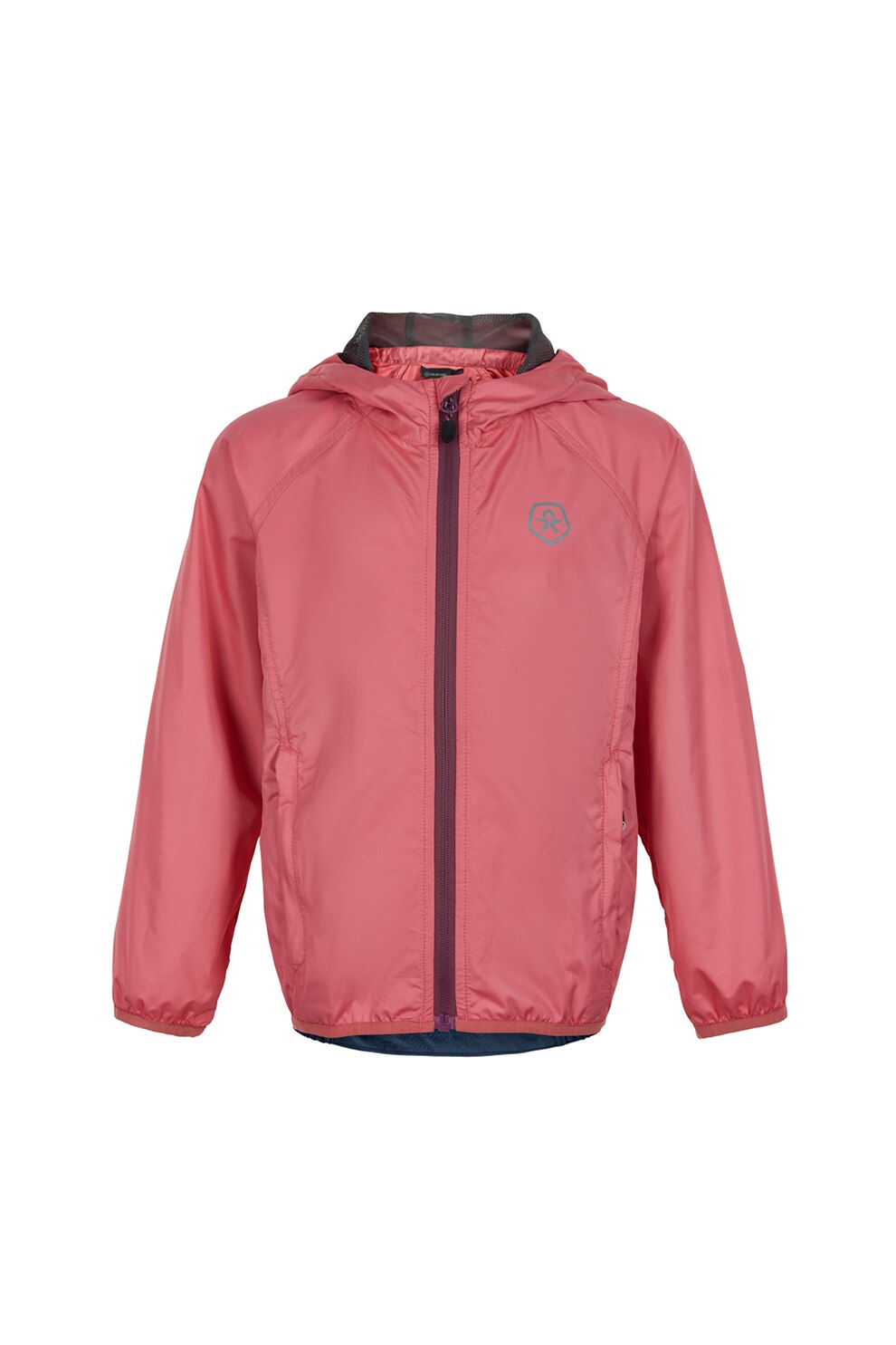 Color Kids, Jacheta impermeabila cu gluga si detaliu logo pe piept, Roz prafuit, 92 CM