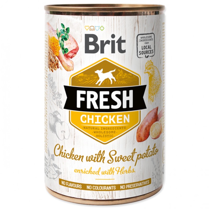 Hrana umeda pentru caini, Brit Fresh, pui si cartofi dulci 400gr