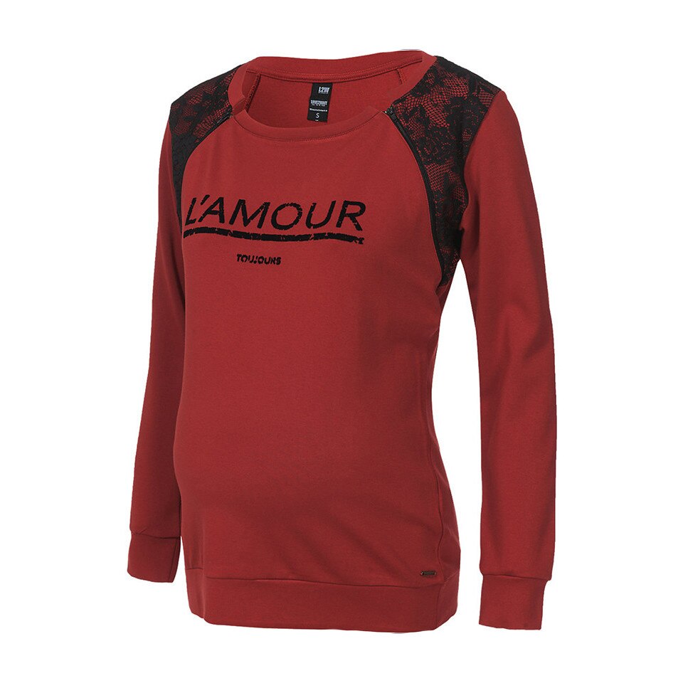 Bluza cu maneca lunga gravide, Love2Wait, rosu bordeaux, XS