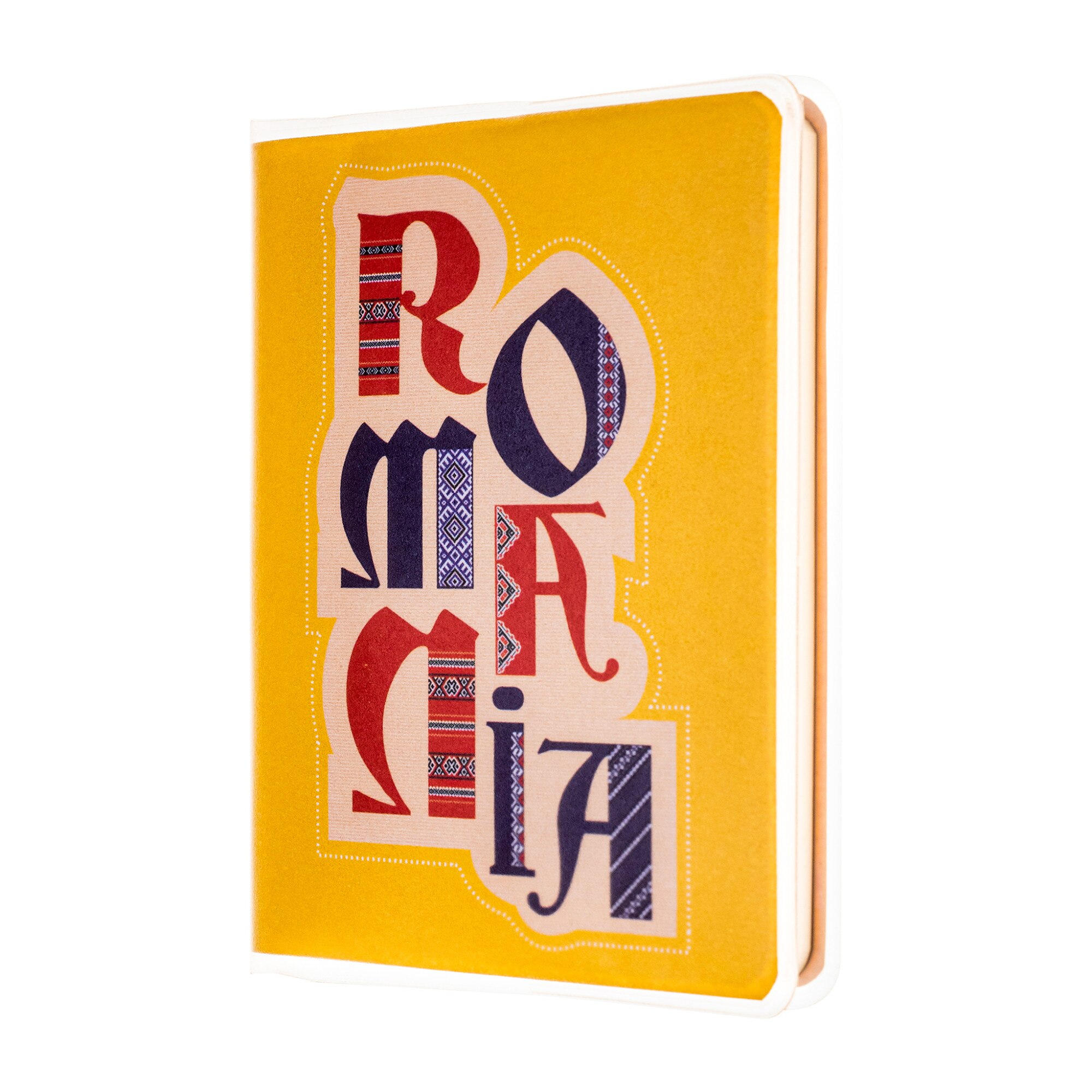 Agenda de buzunar nedatata, Magnetella, foi albe - veline, 7 x 10,3 cm, 60 file, Romania, coperta cu fundal galben