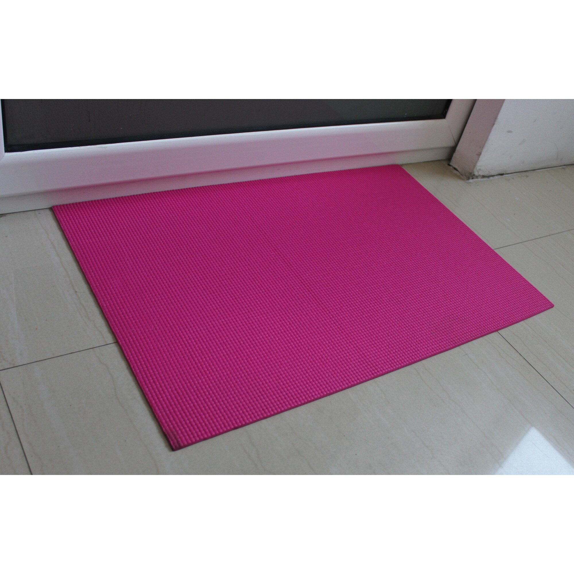 Covoras intrare , antiderapant, 60x40cm, poliester, model uni ,culoare roz