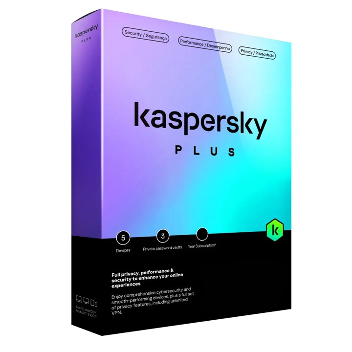 Kaspersky Plus 5 dispozitive, 2 Ani, Licenta Electronica
