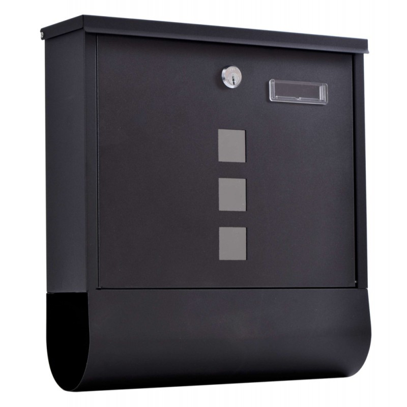 Cutie postala cu spatiu ziare, ProCart, 33.5x31 cm, inchidere cheie, otel galvanizat negru