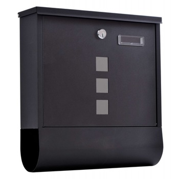 Cutie postala cu spatiu ziare, ProCart, 33.5x31 cm, inchidere cheie, otel galvanizat negru Cutie postala cu spatiu ziare, ProCart, 33.5x31 cm, inchidere cheie, otel galvanizat negru
