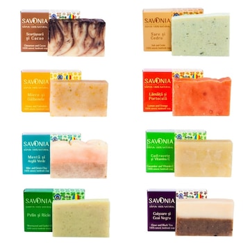 Set 8 sapunuri naturale Savonia, Gama Traditionala, 90g Set 8 sapunuri naturale Savonia, Gama Traditionala, 90g