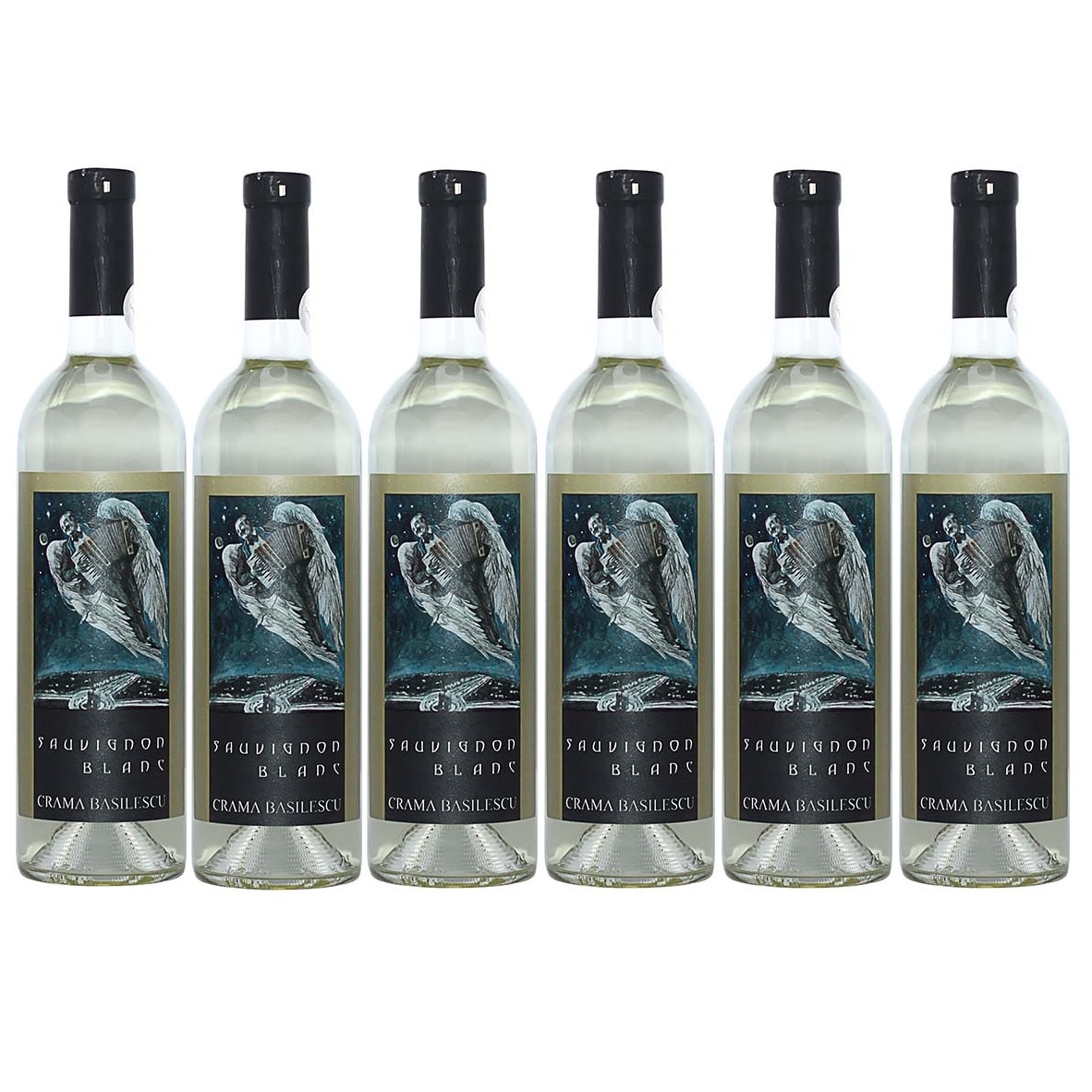 Vin Basilescu Ingeri din Micul Paris Sauvignon Blanc, alb, sec, BAX 6 sticle x 750ml