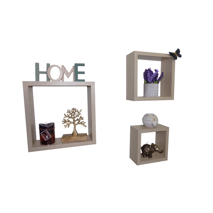 Set trei cuburi raft perete Cubico Stejar Ferrara Model CUB-11010