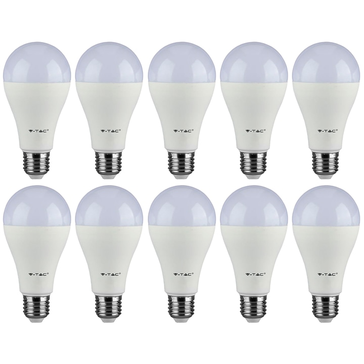 Set 10 Becuri LED V-TAC 17W (100W),1521 lm, E27, lumina alba naturala