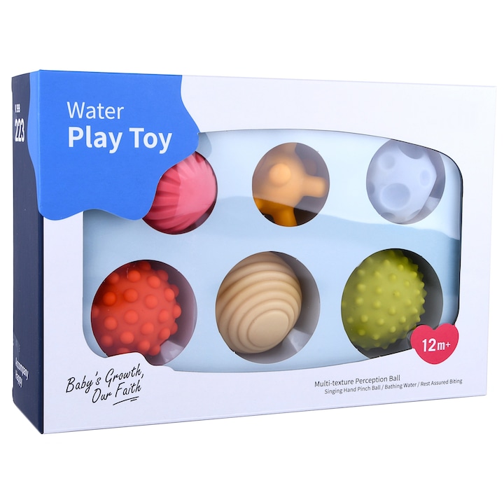 Set jucarii de baie Mappy 6 bile senzoriale