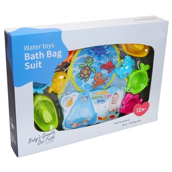 Set jucarii de baie M-Toys, 9 piese cu suport inclus Set jucarii de baie M-Toys, 9 piese cu suport inclus