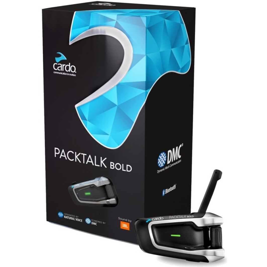 Sistem de comunicare moto Cardo PackTalk Bold Single Pack, Difuzoare JBL, Conferinta de pana la 15 rideri simultan, distanta 1,6KM (pana la 8KM maxim)