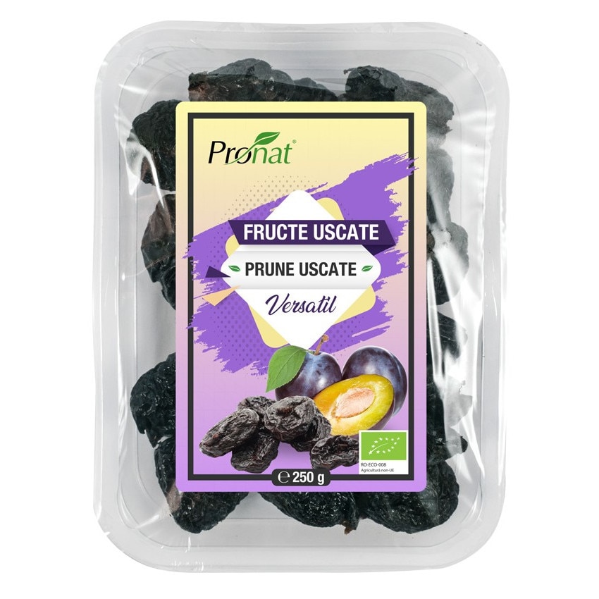 Prune bio uscate, fara samburi, 250 g